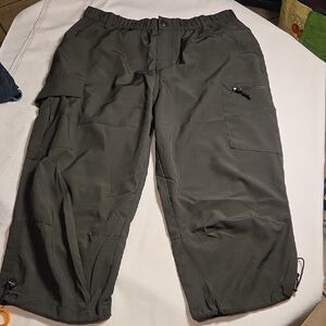 SANTINY Women's Olive Cargo Capris,SZ L.